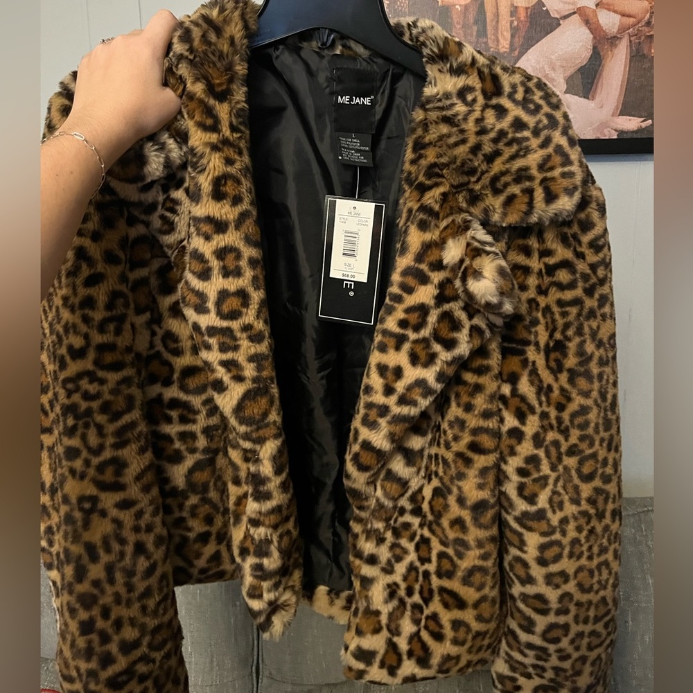 ME JANE leopard faux fur jacket
